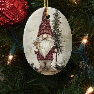 Décoration En Céramique Gnome de Noël pour les Fêtes