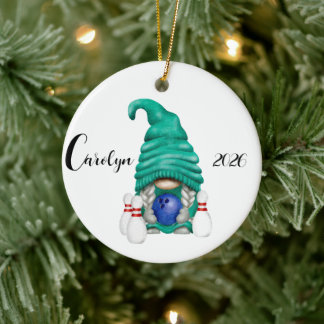 Décoration En Céramique Gnome de quilles personnalisé pour Noël 