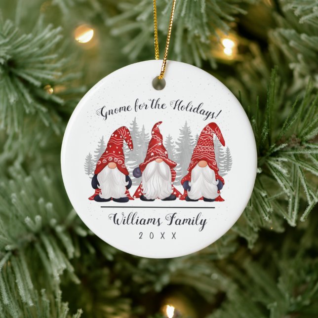 Décoration En Céramique Gnome mignonne pour les fêtes Photo de famille (Arbre)