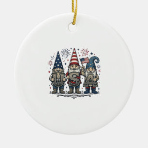 Décoration En Céramique Gnome Patriotique USA Chemise Vintage Quatre Juill