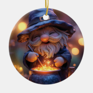 Décoration En Céramique Gnome souriant Stirring Magic Pot