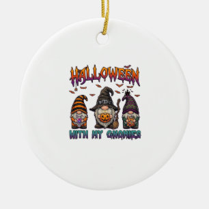 Décoration En Céramique Gnomes d'Halloween Trois Gnomes Chapeau de Sorcièr