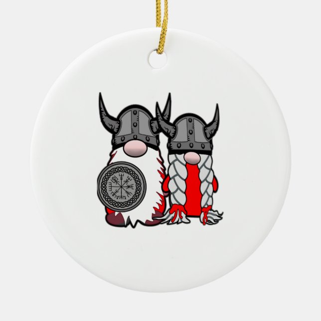 Décoration En Céramique Gnomes nordiques mignons Viking Tomte Couple Scand (Devant)