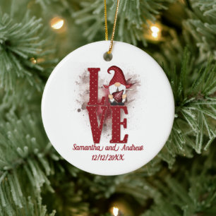 Décoration En Céramique Gnomes Red Love mignon Mariage Date Noël