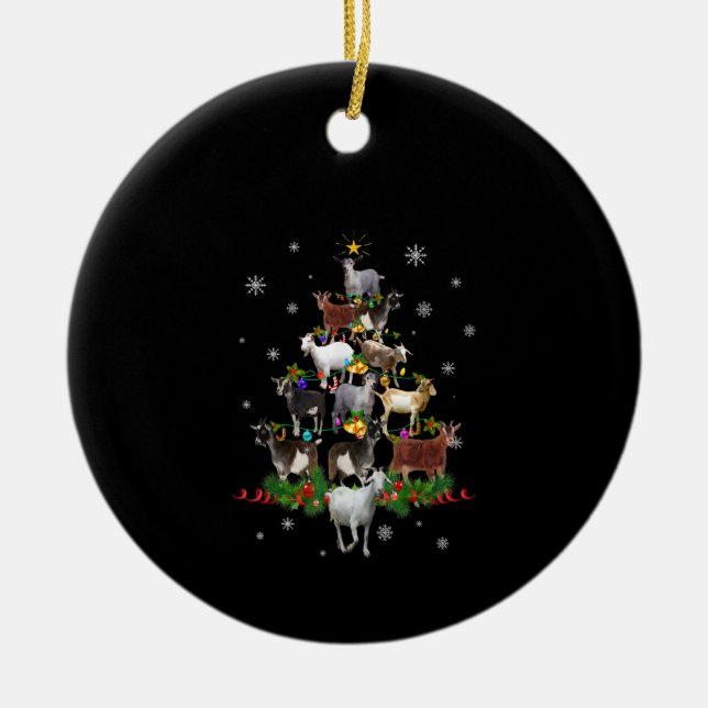 Décoration En Céramique Goat Christmas Tree Snow Goat Xmas (Devant)