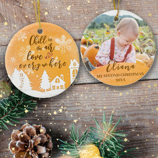 Décoration En Céramique Gold Baby 2nd Christmas Hot Quote Photo
