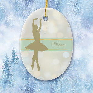 Décoration En Céramique Gold Ballerina Bokeh Arrière - plan Noël