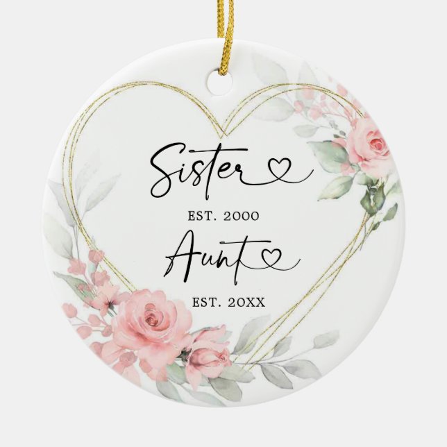 Décoration En Céramique Gold Blush Pink Heart Nouvelle Tante géométrique (Devant)