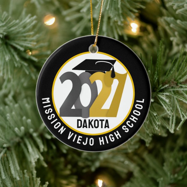 Décoration En Céramique Gold Gray Class of 2027 Photo Graduation (Arbre)