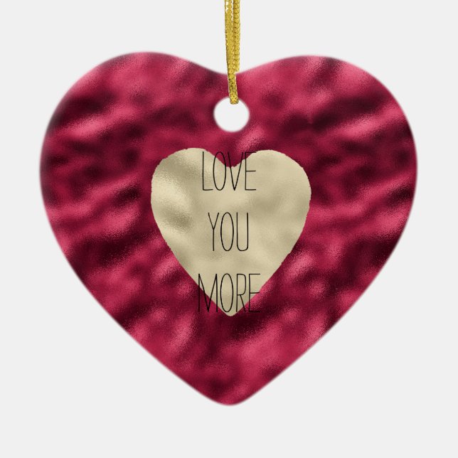 Décoration En Céramique Gold Heart Glam Red Love You More (Devant)