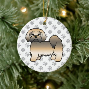 Décoration En Céramique Gold Sable Lhasa Apso Joli chien de dessin