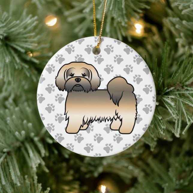 Décoration En Céramique Gold Sable Lhasa Apso Joli chien de dessin (Arbre)