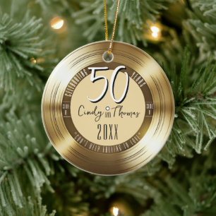 Décoration En Céramique Gold Vinyl Record 50ème anniversaire Mariage photo