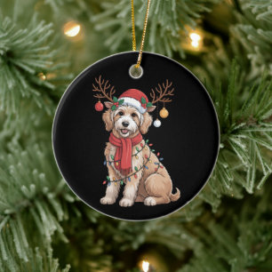 Décoration En Céramique Golden Doodle Magnifique Renne Arbre de Noël 