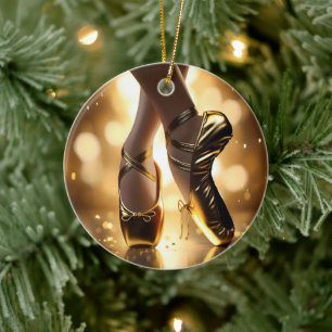 Décoration En Céramique Golden Elegance : Chaussures Ballerina sur Gold Bo
