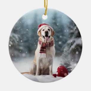 Décoration En Céramique Golden Labrador Retriever Chien Noël Keys