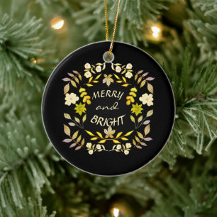 Décoration En Céramique GOLDEN MERRY ET BRIGHT personnalisé
