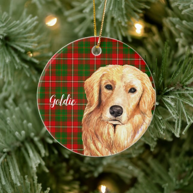 Décoration En Céramique Golden Retriever Chien Personnalisé (Arbre)