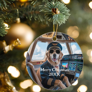 Décoration En Céramique Golden Retriever Chien Pilote Noël Drôle