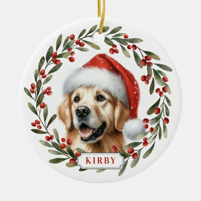 Décoration En Céramique Golden Retriever Dog Ceramic Circle Ornament (Devant)