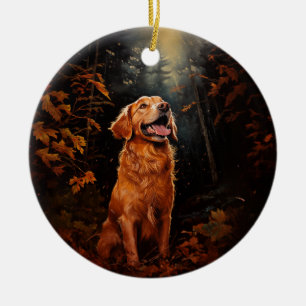 Décoration En Céramique Golden Retriever la nuit