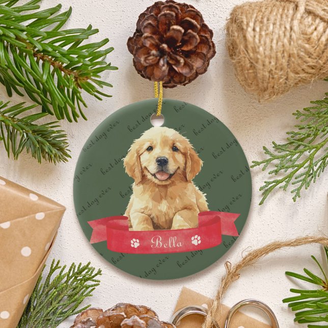 Décoration En Céramique Golden Retriever Puppy Personnalisé (Créateur téléchargé)