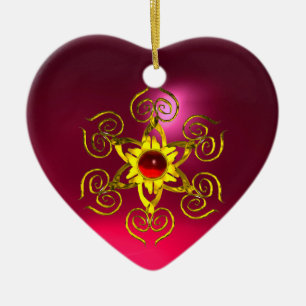 Décoration En Céramique GOLDEN ROSE RUBY, Rose violet