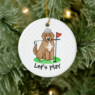 Décoration En Céramique Goldendoodle Chien Jouer Golf (rouge whmk2) Plaisi