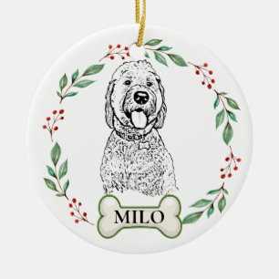 Décoration En Céramique Goldendoodle Chien Personnalisé Dessin À La Main C