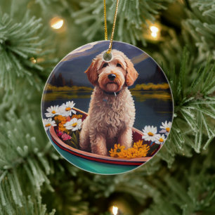 Décoration En Céramique Goldendoodle on a Paddle : Une aventure Pittoresqu