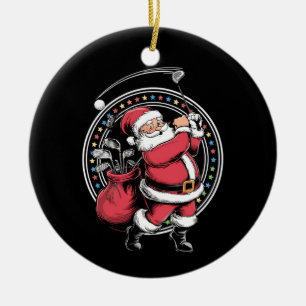 Décoration En Céramique Golf Oh Noël Père Noël Vintage Golfer Golfi