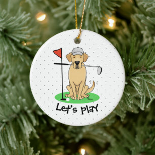 Décoration En Céramique Golf Yellow Labrador Retriever (yaourt 3) Chien -
