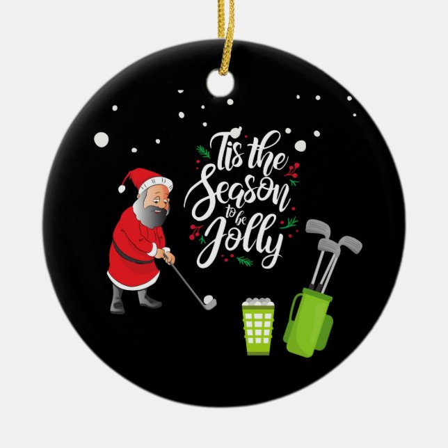 Décoration En Céramique Golfer Santa Claus joue sous la neige Noël (Devant)