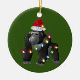 Décoration En Céramique Gorilla Avec Casquette Scaft Noël