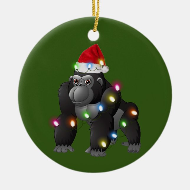 Décoration En Céramique Gorilla Avec Casquette Scaft Noël (Devant)