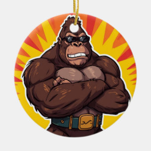 Décoration En Céramique Gorille Bodybuilder Haltérophile Pop Art Cartoon