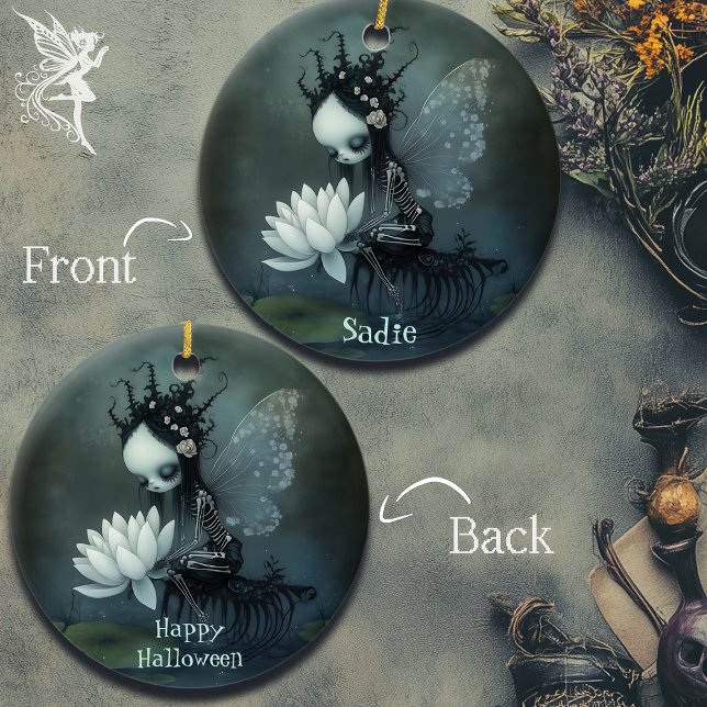 Décoration En Céramique Gothique Imaginaire foncé Fairy Skeleton Nom perso (Créateur téléchargé)