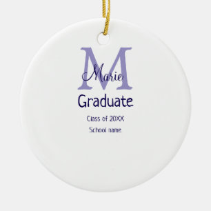 Décoration En Céramique Gradué ajouter nom monogramme violet simple m mini