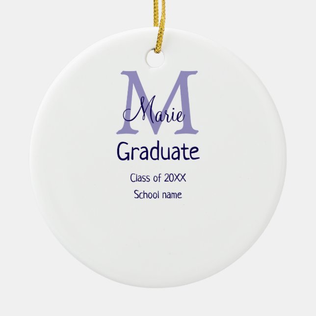 Décoration En Céramique Gradué ajouter nom monogramme violet simple m mini (Devant)