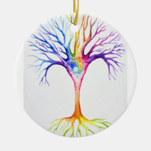 Décoration En Céramique Grand arbre neuronal coloré