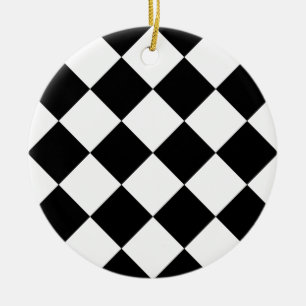 Décoration En Céramique Grand Checkered de Diag - blanc et noir