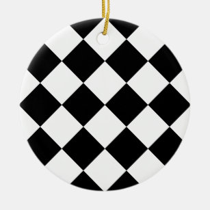 Décoration En Céramique Grand Checkered de Diag - blanc et noir