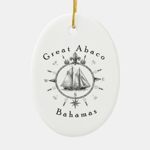 Décoration En Céramique Grand compas de navigation nautique d'Abaco Bahama
