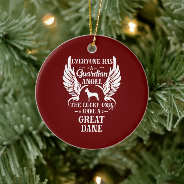 Décoration En Céramique Grand Dane chien chien gardien ange (Arbre)