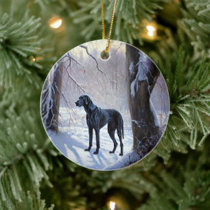 Décoration En Céramique Grand Danois Qu'il neige Noël
