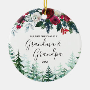 Décoration En Céramique Grand-mère et grand-père floraux Premier ornemen