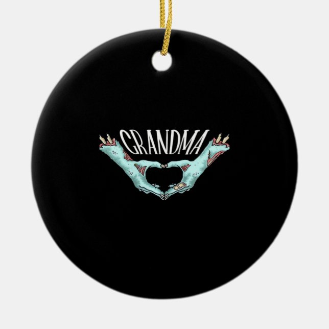 Décoration En Céramique Grand-mère Zombie Coeur main Halloween Costume fam (Devant)