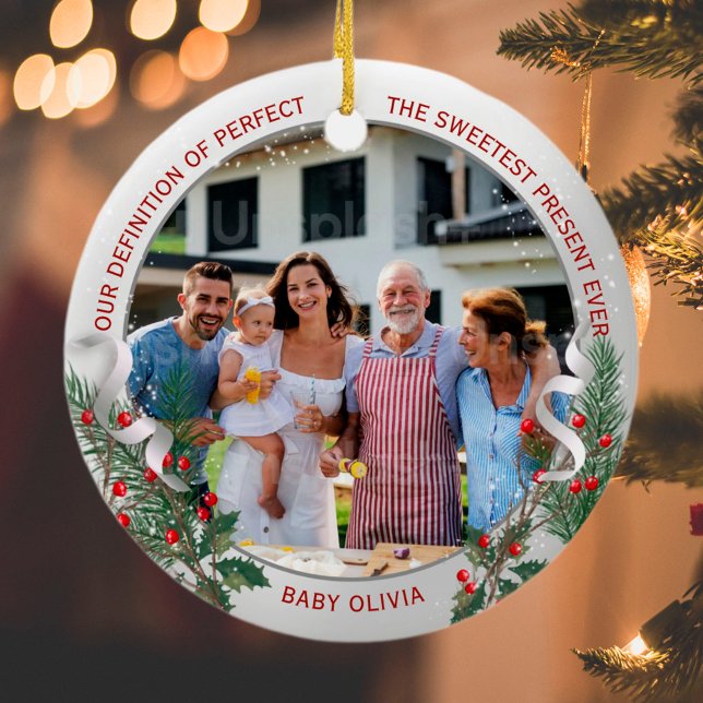 Décoration En Céramique Grand-parents 1er Noël Classique Argent Cadre (Créateur téléchargé)