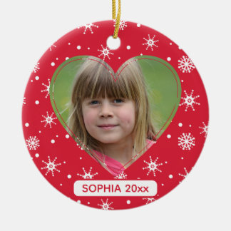 Décoration En Céramique Grand-parents Noël Enfant Photo Jolie Flocon de ne