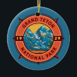 Décoration En Céramique Grand Teton National Park Retro Compass Emblem<br><div class="desc">Grand Teton vector artwork design. The park includes the major peaks of the Teton Range as well as most of the northern sections of the valley known as Jackson Hole.</div>